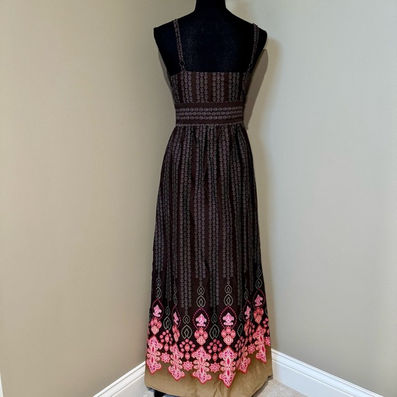 Tommy Hilfiger brown printed maxi dress with‎ pink floral design size 12 - Picture 3 of 6